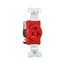 Arrow Hart Single Receptacle, #14-10 Awg 20A, 125V, Red Face, Pvc Base, 5-20R, Auto-Grounding, 8310RD
