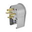 Arrow Hart Angled Plug, #12-4 Awg 30A, Range & Dryer, 250V, Gray, 15-30P, 3-Pole, 4-Wire, 8432AN