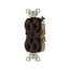 Commercial Grade Duplex Receptacle, #14-10 Awg 20A, 125V, SideWire, Brown, 5-20R, Duplex, Screw, 877B-BOX