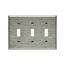 Toggle Wallplate, Stainless Steel, Toggle Cutout, Stainless Steel, 3- Gang, Standard, Ed Box1, 93073-BOX1