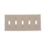 Toggle Wallplate, Stainless Steel, Toggle Cutout, Stainless Steel, Five- Gang, Standard, Ed Box, 93075-BOX