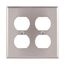Duplex Receptacle Wallplate, Stainless Steel, Duplex Receptacle Cutout, Stainless Steel, 2-Gang, 93102-BOX1