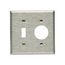 Combo Wallplate, Stainless Steel, Toggle, Single Receptacle Cutout, Stainless Steel, 2-Gang, 93512-BOX