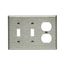 Combo Wallplate, Stainless Steel, Toggle, Toggle, Duplex Receptacle Cutout, 3-Gang, 93543-BOX