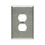 Duplex Receptacle Wallplate, Stainless Steel, Duplex Receptacle Cutout, Stainless Steel, 1-Gang, 93801-BOX
