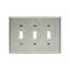 Toggle Wallplate, Stainless Steel, Toggle Cutout, Stainless Steel, 3- Gang, Mid-Size, Ed Box, 93973-BOX