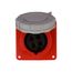 Arrow Hart Pin & Sleeve Receptacle, #12-#10 Awg 20A, 480V, Red, 3-Pole, 4-Wire, Female, 5 Hp, AH420R7W