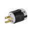 Arrow Hart Ultra Grip Straight Blade Plug, #16-#12 Awg 20A 125V, Black, 5-20P, 2-Pole 3-Wire, AH5366