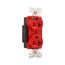 Arrow Hart Duplex Receptacle, #14-10 Awg 20A, 125V, Red Face Base, 5-20R, 2-Pole 3-Wire, AH8300RD