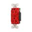 Arrow Hart Duplex Receptacle, #14-10 Awg 20A, 125V, Red Face Base, 5-20R, 2-Pole 3-Wire, AH8300RD