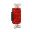 Arrow Hart Duplex Receptacle, #14-10 Awg 20A, Healthcare, 250V, Red Face Base, 6-20R, Duplex, AH8400RD