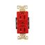 Arrow Hart Industrial Duplex Receptacle, #14 -10Awg 15A 125V, Red Face Base, 2-Pole 3-Wire, AHIG5262RD