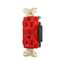 Arrow Hart Industrial Duplex Receptacle, #14 -10Awg 15A 125V, Red Face Base, 2-Pole 3-Wire, AHIG5262RD