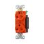 Arrow Hart Industrial Duplex Receptacle, #14-10 Awg 15A, 250V, Orange Face Base, 6-15R, Duplex, AHIG5662RN