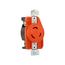 Locking Receptacle, #14-8 Awg, 20A, 125V, Back/Side Wiring, Orange, Single, L5-20, 2-Pole 3-Wire, AHIGL520R