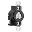 Arrow Hart Locking Receptacle, 20A, Hospital, 125V, Back/Side Wiring, Black, Gray, 2-Pole 3-Wire, AHPL23050