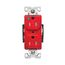 Arrow Hart Duplex Receptacle, #14-10 Awg 20A, Healthcare 125V, Red Face, Pvc Base, 5-20R, Duplex, AHTR8300RD