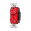 Arrow Hart Duplex Receptacle, #14-10 Awg 20A, Healthcare 125V, Red Face, Pvc Base, 5-20R, Duplex, AHTR8300RD