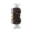 Commercial Duplex Receptacle, #14-10 Awg 20A 125V, Back & Side, Brown, High-Impact Nylon, 5-20R, BR20B