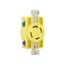 Corrosion Resistant Locking Receptacle, #14-10 Awg, 30A, 125/250V, Yellow, L14-30 3-Pole 4-Wire, CRL1430R