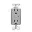 Plt Wi-Fi Smart Duplex Receptacle, Neutral Required, 120V, 15A, 1/2 Hp, 120V, Push Button, Gray, EWFTRCR15-GY-BX-L