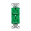 Ezlink Modular Duplex Receptacle, 15 A, 125 Vac, 60 Hz, Dual Controlled, 3-Wire, Green, EZ5262CDGN