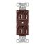 Ezlink Modular Duplex Receptacle, 15 A, 125 Vac, 60 Hz, Half Controlled, 3-Wire, Brown, EZ5262CHB