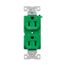 Ezlink Modular Duplex Receptacle, 15 A, 125 Vac, 60 Hz, Half Controlled, 3-Wire, Green, EZ5262CHGN