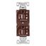 Ezlink Modular Duplex Receptacle, 20 A, 125 Vac, 60 Hz, Dual Controlled, 3-Wire, Brown, EZ5362CDB