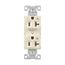 Ezlink Modular Duplex Receptacle, 20 A, 125 Vac, 60 Hz, Dual Controlled, 3-Wire, Light Almond, EZ5362CDLA