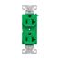 Ezlink Modular Duplex Receptacle, 20 A, 125 Vac, 60 Hz, Half Controlled, 3-Wire, Green, EZ5362CHGN