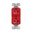 Ezlink Modular Duplex Hg Receptacle, 20 A, 125 Vac, 60 Hz, Red, Three-Wire, EZ8300RD