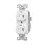 Ezlink Modular Duplex Receptacle, 15 A, 125 Vac, 60 Hz, Tamper-Resistant, 3-Wire, White, EZTR5262W