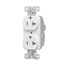 Ezlink Modular Duplex Receptacle, 20 A, 125 Vac, 60 Hz, Tamper-Resistant, 3-Wire, White, EZTR5362W