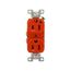 Arrow Hart Heavy-Duty Industrial Duplex Receptacle, #14-10 Awg 15A 125V, Orange ., IG5262RN