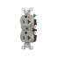 Arrow Hart Heavy-Duty Industrial Duplex Receptacle, #14-10 Awg 20A 125V, Gray Face Base, Duplex, IG5362GY