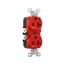 Arrow Hart Heavy-Duty Industrial Duplex Receptacle, #14-10 Awg 20A 125V, Red Face Base, Duplex, IG5362RD
