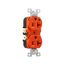 Arrow Hart Heavy-Duty Industrial Duplex Receptacle, #14-10 Awg 20A 125V, Orange Face Base, IG5362RN