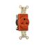 Arrow Hart Industrial Single Receptacle, #14-10 Awg 15A, 250V, Orange, 6-15R, IG5661RN