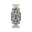Arrow Hart Duplex Receptacle, #14-10 Awg 15A, Healthcare 125V, Gray Face Base, Duplex, IG8200GY