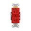 Arrow Hart Duplex Receptacle, #14-10 Awg 15A, Healthcare 125V, Red Face Base, Duplex, IG8200RD