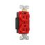 Arrow Hart Duplex Receptacle, #14-10 Awg 15A, Healthcare 125V, Red Face Base, Duplex, IG8200RD