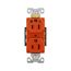 Arrow Hart Duplex Receptacle, #14-10 Awg 15A, Healthcare 125V, Orange Face Base, Duplex, IG8200RN