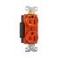 Arrow Hart Duplex Receptacle, #14-10 Awg 15A, Healthcare 125V, Orange Face Base, Duplex, IG8200RN