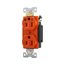 Arrow Hart Duplex Receptacle, #14-10 Awg 15A, Healthcare 125V, Orange Face Base, Duplex, IG8200RN