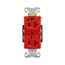 Arrow Hart Heavy-Duty Duplex Receptacle, #14-10 Awg 20A, 125V, Red Face Base, 5-20R, Duplex, IG8300RD