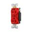 Arrow Hart Heavy-Duty Duplex Receptacle, #14-10 Awg 20A, 125V, Red Face Base, 5-20R, Duplex, IG8300RD