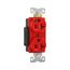 Arrow Hart Heavy-Duty Duplex Receptacle, #14-10 Awg 20A, 125V, Red Face Base, 5-20R, Duplex, IG8300RD
