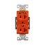 Arrow Hart Heavy-Duty Duplex Receptacle, #14-10 Awg 20A, 125V, Orange Face Base, 5-20R, Duplex, IG8300RN