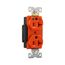 Arrow Hart Heavy-Duty Duplex Receptacle, #14-10 Awg 20A, 125V, Orange Face Base, 5-20R, Duplex, IG8300RN